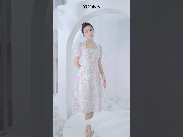 NH10A591- Đầm thô hoa hồng