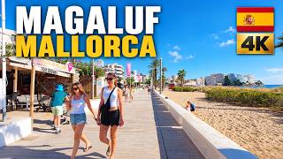 MAGALUF, MALLORCA 🇪🇸 4K Walking Tour | Beach Promenade & Turquoise Sea