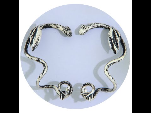 Cercei Ear Cuff Argint 925 Oxidat Dragoni Mistici - Fantasy Unic