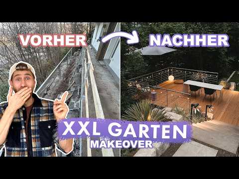 XXL garden makeover – laying turf, building a natural stone wall + lighting | EASY ALEX