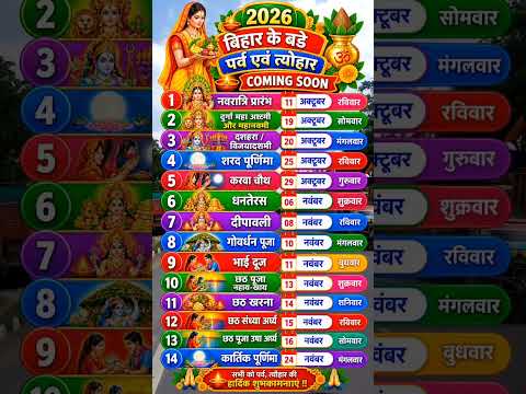 2026 बिहार के बड़े पर्व एवं त्योहार की तारीखें | Bihar Festivals & Chhath Puja Calendar 2026 List