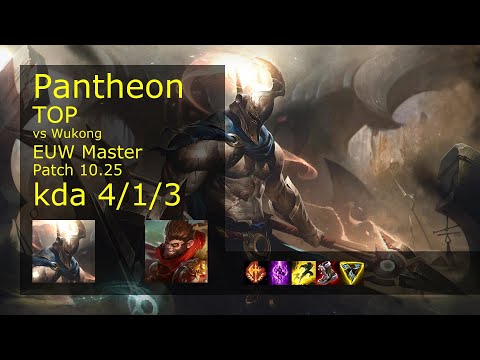 Pantheon vs Wukong Top - EUW Master 4/1/3 Patch 10.25 Gameplay
