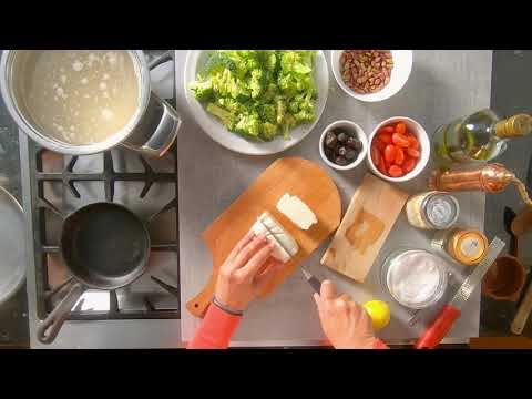 How to Make Orzo Pilaf Recipe with Broccoli, Olives, Ouzo, Halloumi & Pistachios