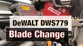 DeWALT DWS779 12” Double Bevel Miter Saw - How To Change The Blade - Swapped Blades To Diablo - 4k