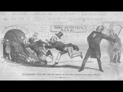 The North German Confederation and Bismarck with a whip - Caricature