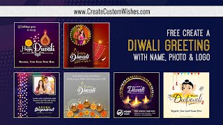 Create online Diwali 2023 Wishes Image with Name, Text, Photo and Company Logo & Details - FREE