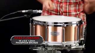 Video thumbnail for Pearl 14x6.5 Phosphor Bronze Free Floating Snare Drum by Pearl Drums