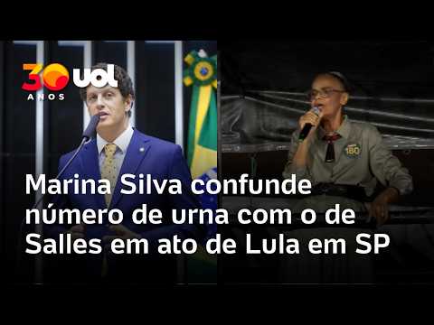 Marina Silva confunde número de urna com o de Salles em ato de Lula em SP