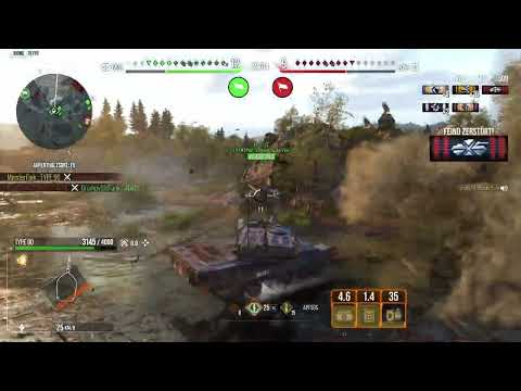 Type 90🇯🇵 läuft ebenfalls🔝 Fast 12000 Schaden 5Kills Panzerass usw. Geiler Tank😉