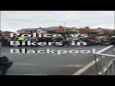 police vs bikers in Blackpool