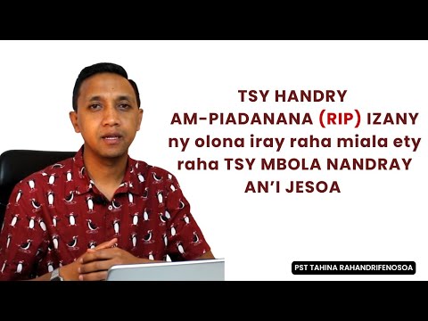 Marka 16: 15 - Tsy handry am-piadanana izany ny olona iray...raha tsy mbola nandray an'i Jesoa