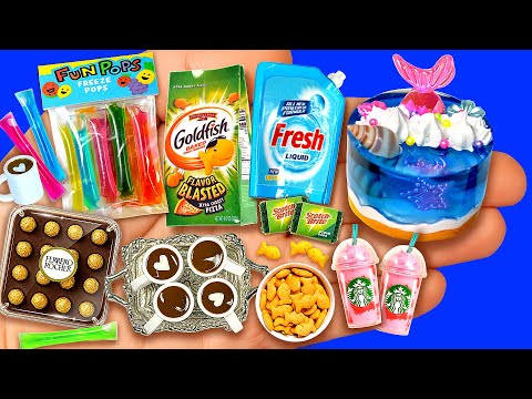 Pastel de gelatina oceánica en miniatura, bebida rosa de Starbucks, minicomida, manualidad fácil,...