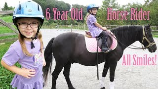 All Smiles 6-Year-Old Horse Rider! | Crazy8Family