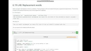 Python 6.19 LAB: Replacement words
