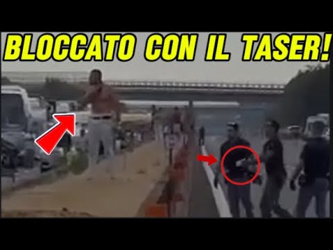 Panic on the A1: Man throwing stones at cars, stopped with a taser