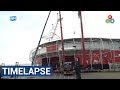 Lichtmast verwijderd van stadion AZ