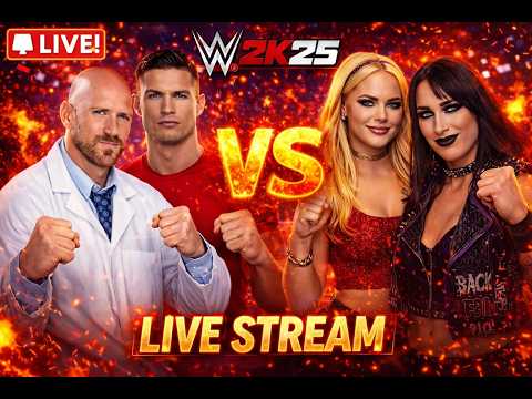 Messi & Johnny vs Rhea & Liv– LIVE FIGHT 🔥 #WWE2K25 #CR7 #messi
