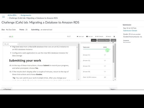 Challenge (Cafe) lab: Migrating a Database to Amazon RDS | Module 6 Adding a Database Layer | ACAv3