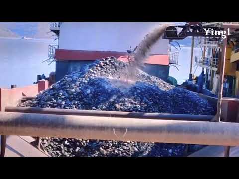 The barge cleaning process and this is how the barge loads the cobblestone.