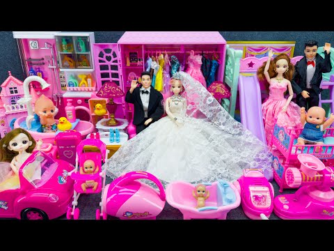 20 Minutes Satisfying Unboxing Wedding Princess Pink House & Kitchen Play Set Review Toys | ASMR