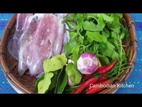 Spicy Squid With Holy basil - Delicious Lunch - Cambodian Kitchen Video