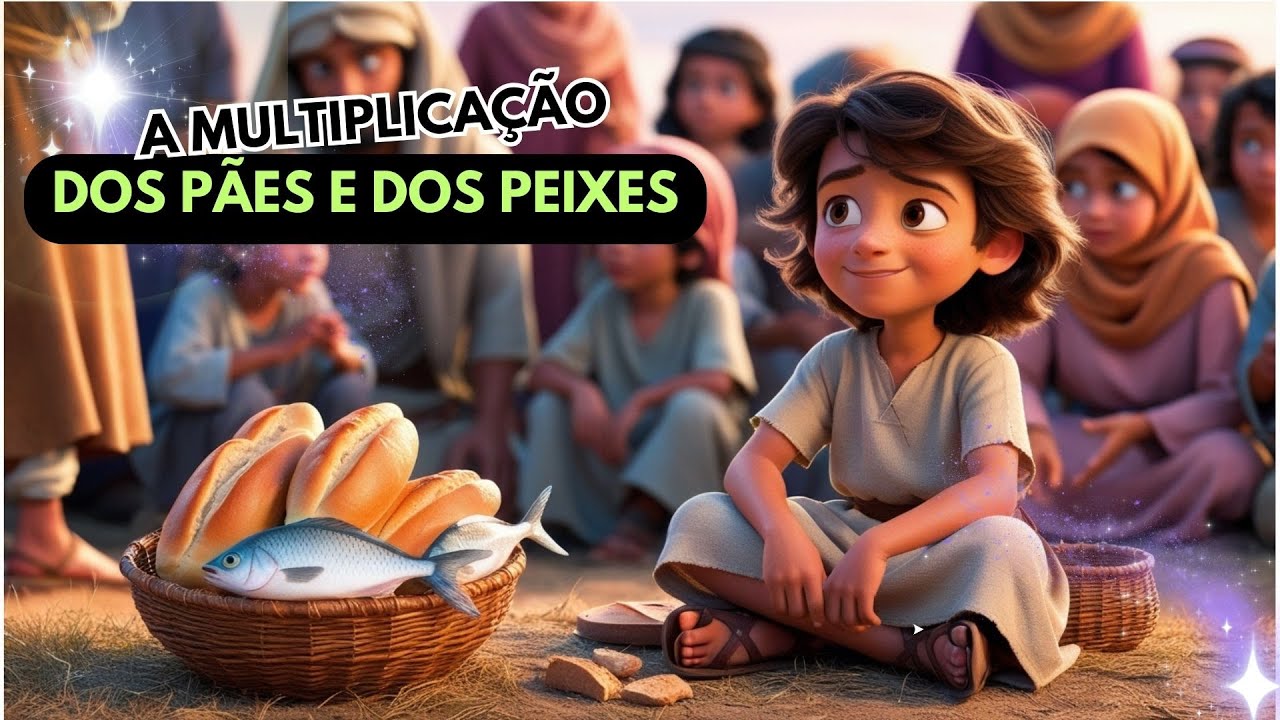 HISTÓRIA BÍBLICA INFANTIL - A MULTIPLICAÇÃO DOS PÃES E DOS PEIXES