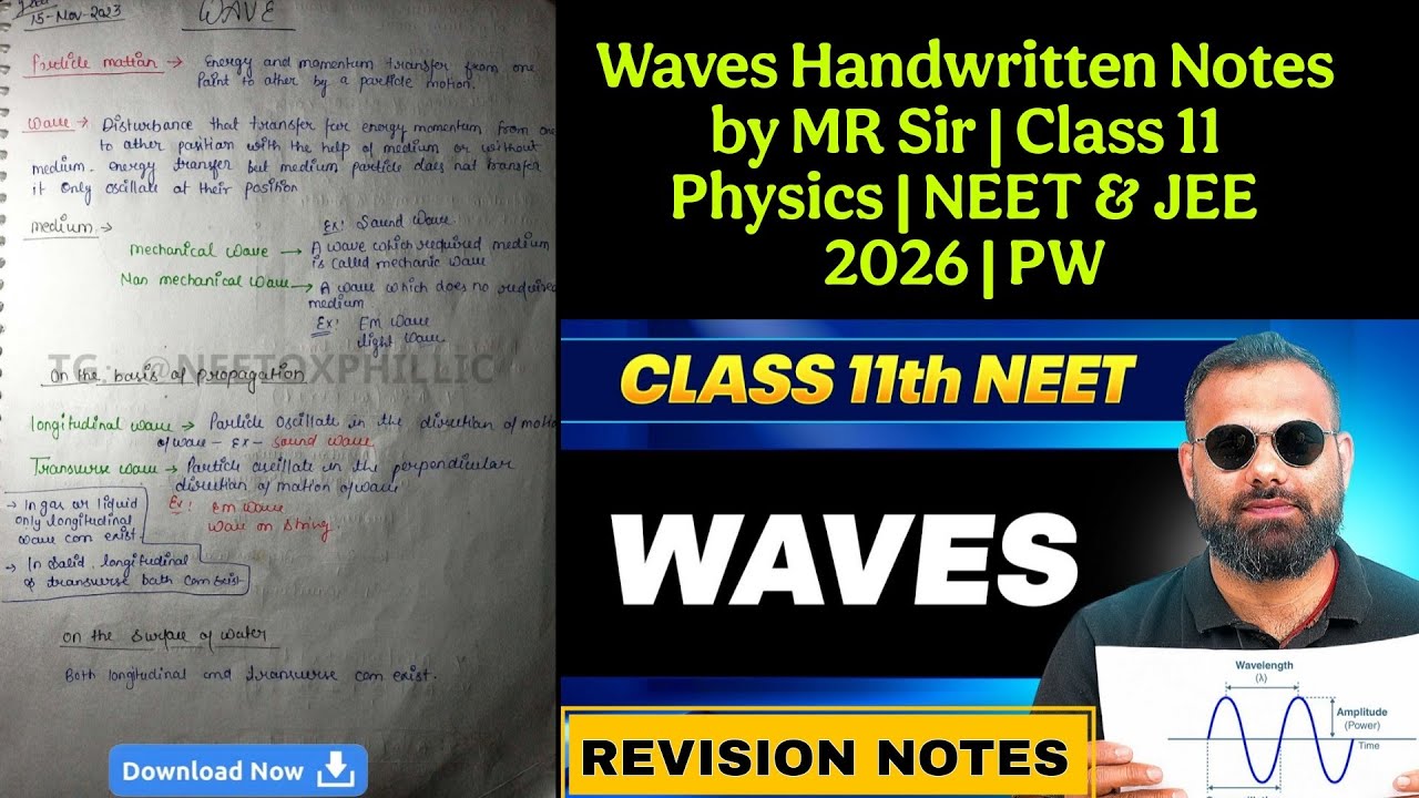 Waves Handwritten Notes by MR Sir | Class 11 Physics | NEET & JEE 2026 | PW | Wave Motion