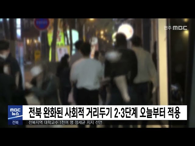 전북 완화된 사회적 거리두기 2·3단계 오늘부터 적용