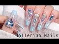 elegant ballerina nail art🩰🤍 powder french nails asmr