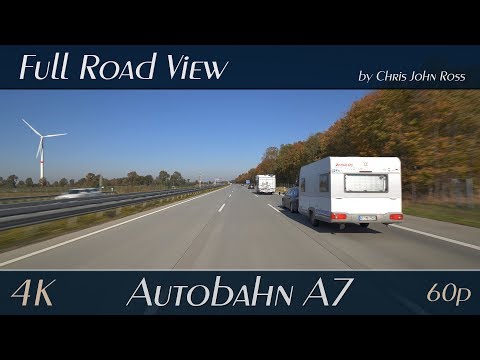 Autobahn (A7), Germany: Sielsbrook Ost - Großenaspe - Neumünster - Bordesholm - 4K (UHD/2160p/60p)