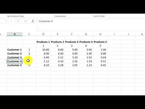 Part of a video titled Create a Customer and Price Matrix in Microsoft Excel - YouTube
