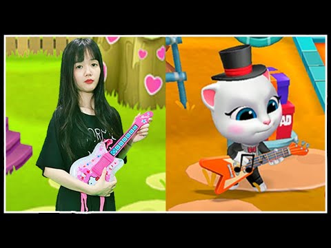 Imitate Angela to Play the Piano - My Talking Tom Friends In Real Life