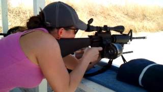 preview picture of video 'Girl shooting Ar15 at Midland Shooters Association.'