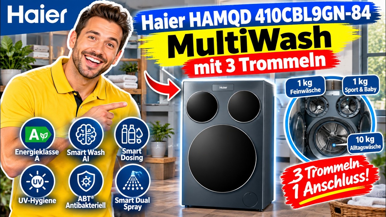 🟢🟢🟢 Haier HAMQD 410CBL9GN-84 MultiWash mit 3 Trommeln Waschmaschine
