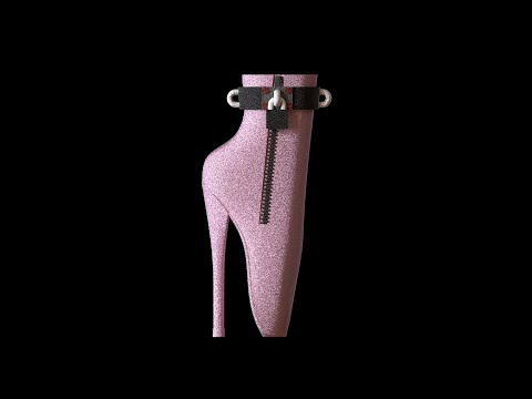 Emily Mini Ballet Boots in Pink Glitter. Use for Employees at Work | 3D Printed Shoes on Turntable