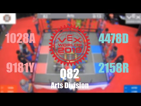 2019 VEX Robotics World Championships | Arts Q82| 1028A 9181Y vs 4478D 21528R