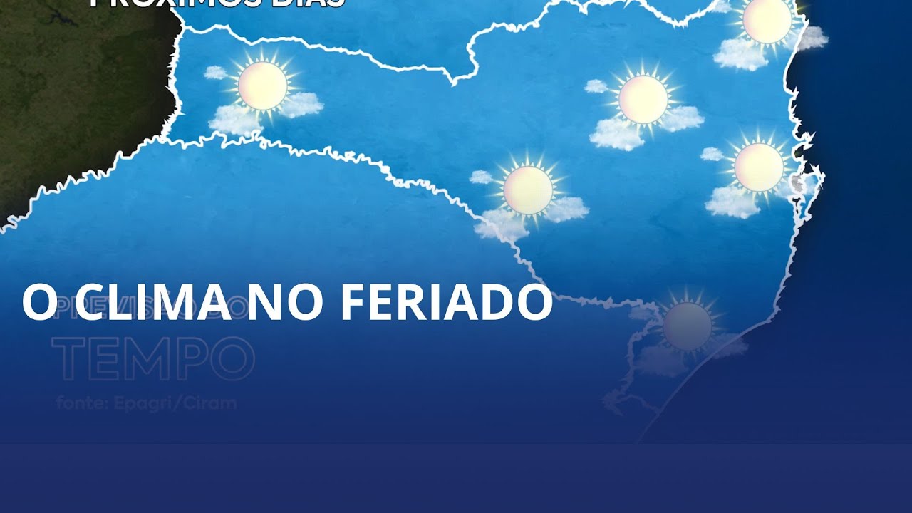 A quinta e a sexta serão de sol em Santa Catarina