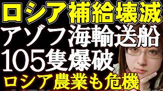 ロシアの産業崩壊。次は農業。アゾフ海にて輸送船が一週間で100隻以上がウクライナ軍の攻撃受ける。燃料不足と価格高騰で収穫・作付けどちらも困難。ウクラナイ情勢、戦争の最新ニュース解説