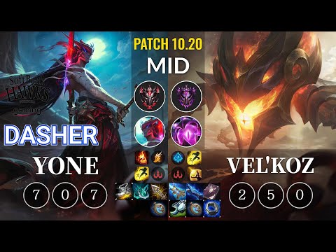 SHG Dasher Yone vs Vel'Koz Mid - KR Patch 10.20