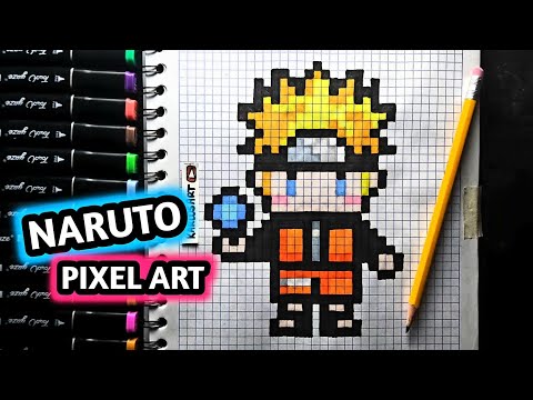 Como Dibujar A NARUTO UZUMAKI | PASO A PASO FACIL (pixel art) | how to draw naruto kawaii