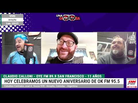 En el Aniversario N°11 de Ok FM 95.5 Arroyito pasó el amigo Claudio Calloni Dir. Oye FM 89.9 San Fco