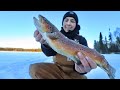 Video Thumbnail for Ice fishing the taunting trout of Lussier lake!