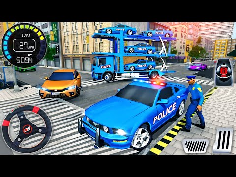 Us Police Car Transporter Truck 3D - Cop Cargo Airplane Simulator - Android GamePlay #3