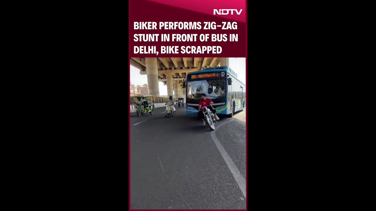 Delhi News: Biker Performs Zig-Zag Stunt In Front Of Bus In Delhi, Bike Scrapped
