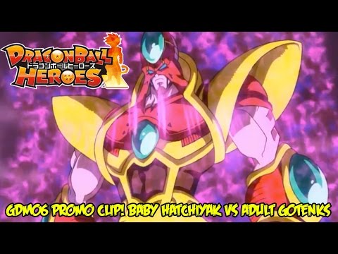 Dragon Ball Heroes: GDM06 Promo clip! Baby Hatchiyack Fusion VS Adult Xeno Gotenks
