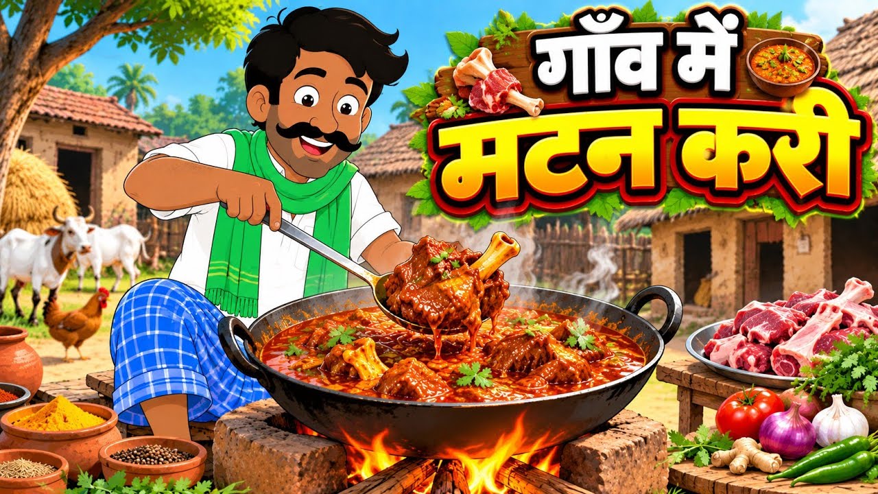 गाँव में मटन करी 😋🔥 | गाँव की मजेदार कहानी | Eternal Toons