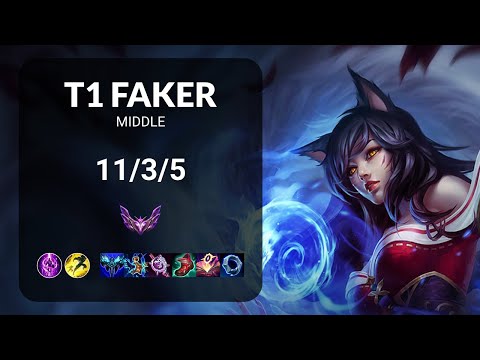 T1 Faker Ahri vs Akshan MIDDLE - KR MASTER Patch 13.17