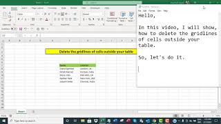 Excel: delete gridlines of cells outside your table