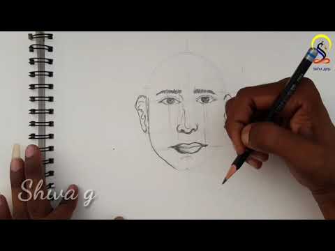 how to draw a human head step by step for beginners in telugu. #drawingclass22, 