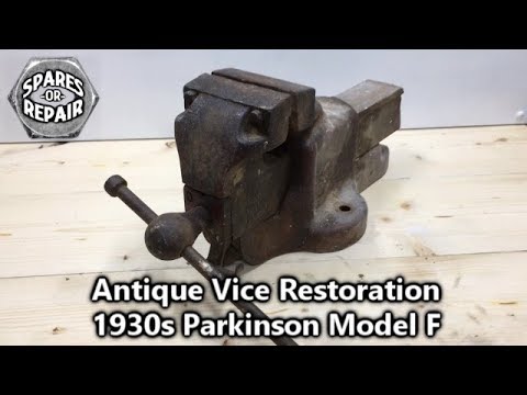 Antique Vise Restoration - Rusty seized 1930s Parkinson Model F Vise